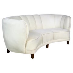 Used White Curved Banana Sofa, Denmark 1950s