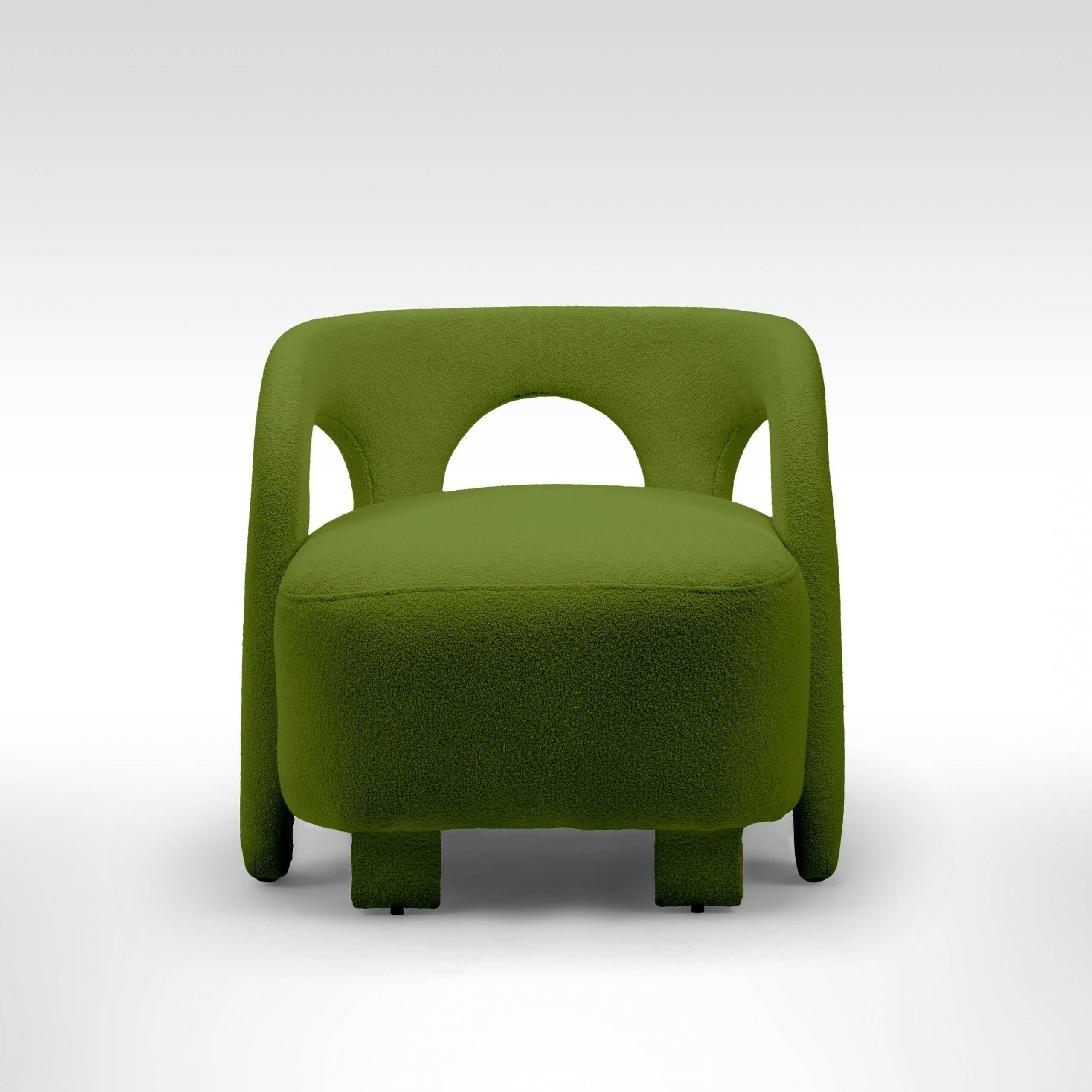 Weißer gebogener gepolsterter Sessel, inspiriert von der ägyptischen nubischen Architektur im Angebot 4