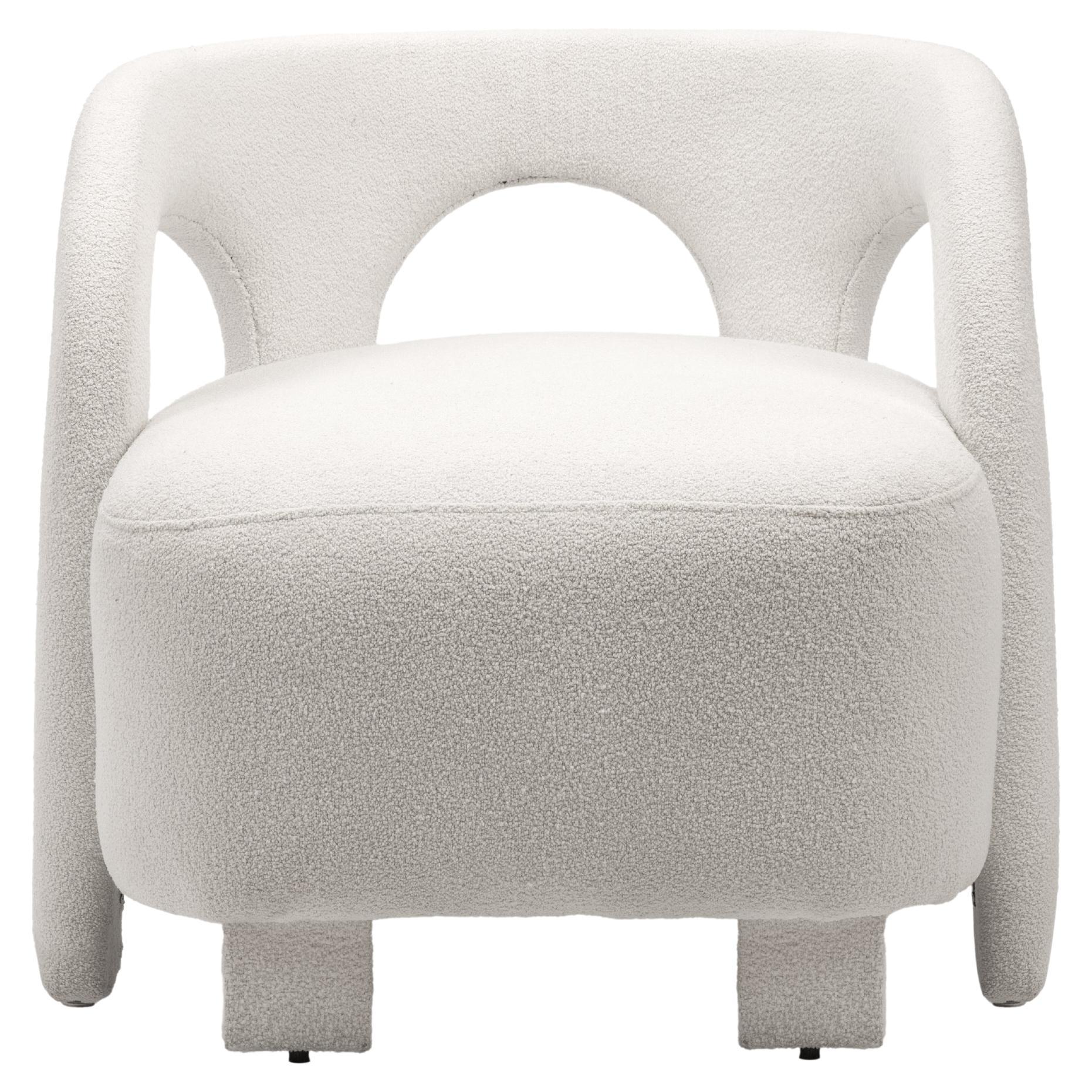 White Curvy Upholstered Armchair Inspired by Egypt's Nubian Architecture For Sale