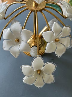 White Daisies, Murano Ceiling Light, 1980's