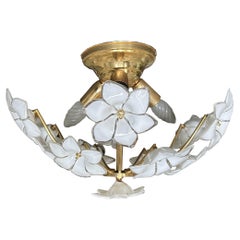 White Daisies, Murano Ceiling Light, 1980's