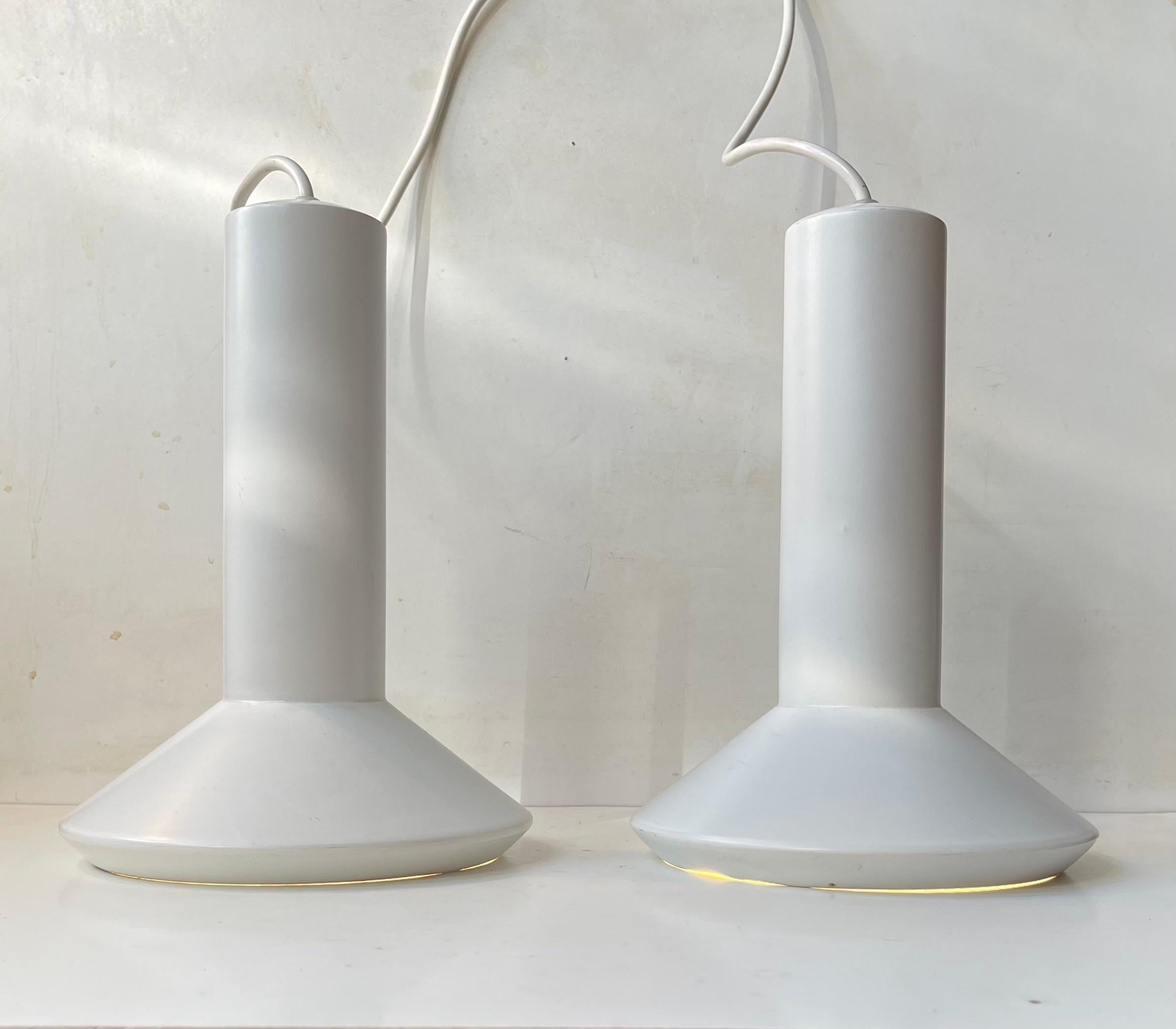Danese Lampade da soffitto danesi bianche di Sidse Werner per Holmegaard, anni '70 in vendita