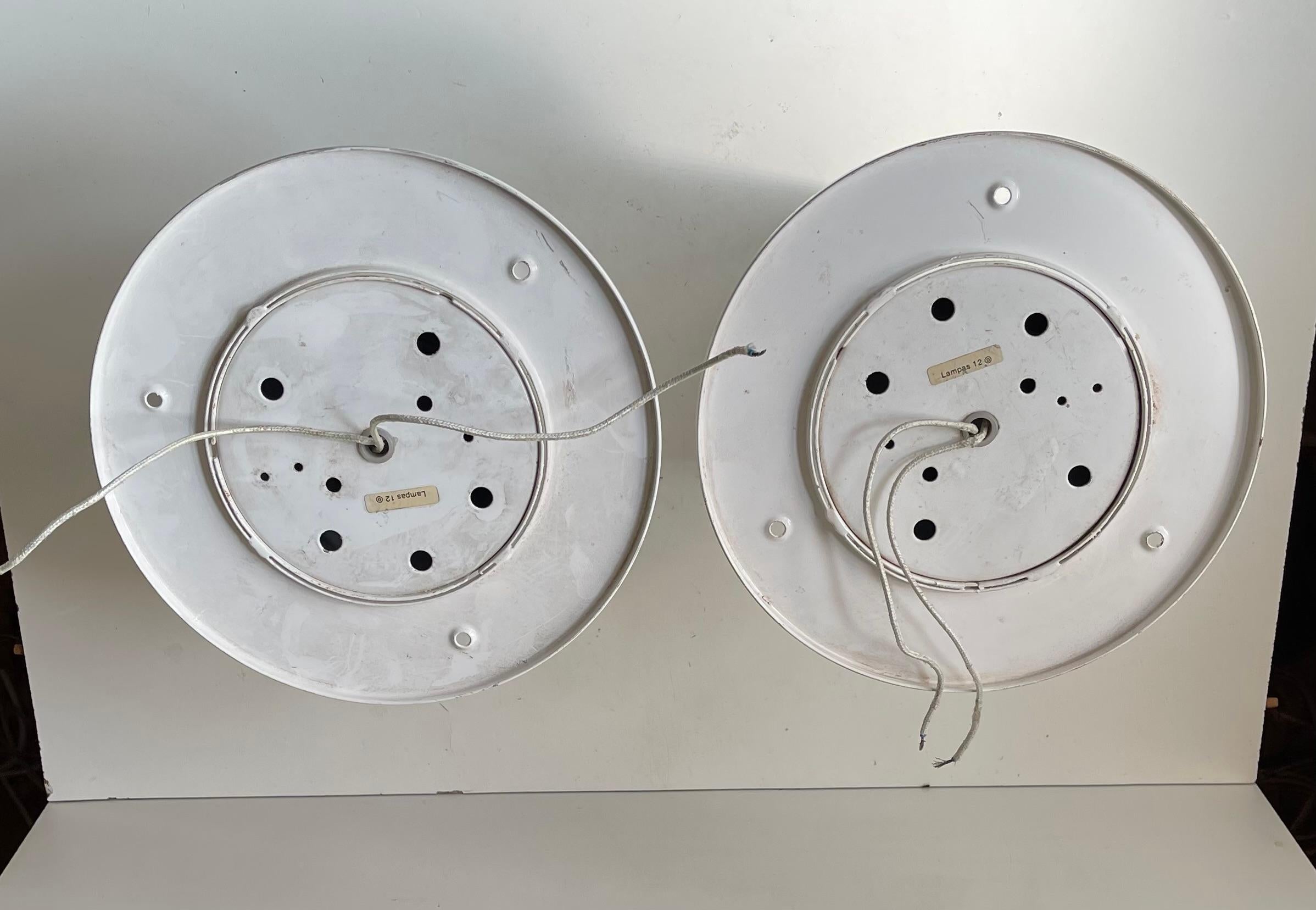White Danish Minimalist Pipe Flush Mounts by Friis & Moltke for Lampas, 1970s For Sale 4