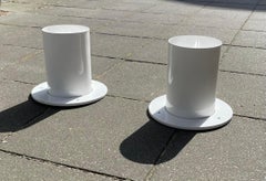 White Danish Minimalist Pipe Flush Mounts by Friis & Moltke for Lampas, 1970s
