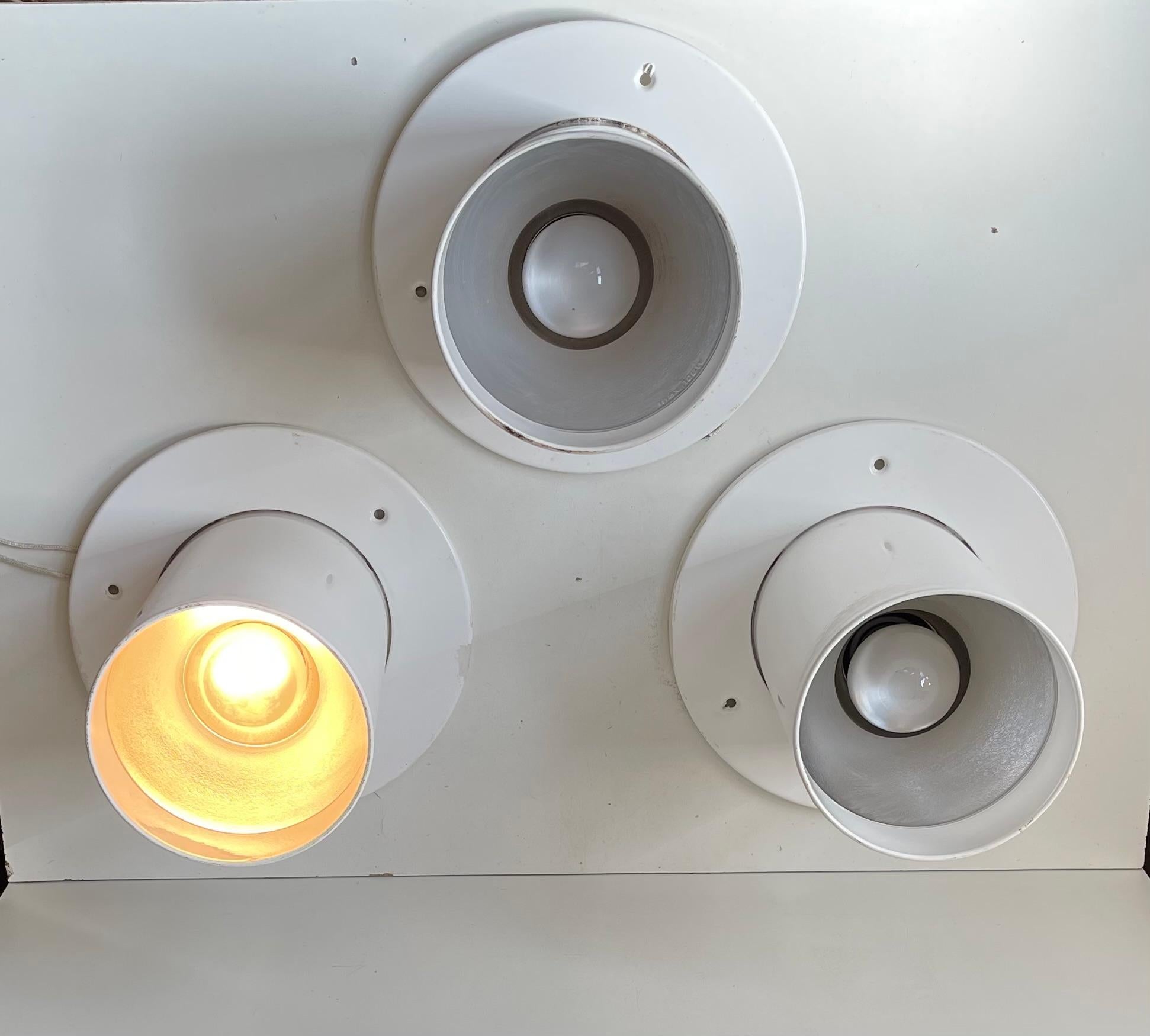 White Danish Minimalist Pipe Flush Mounts by Friis & Moltke for Lampas, 1970s In Good Condition For Sale In Esbjerg, DK