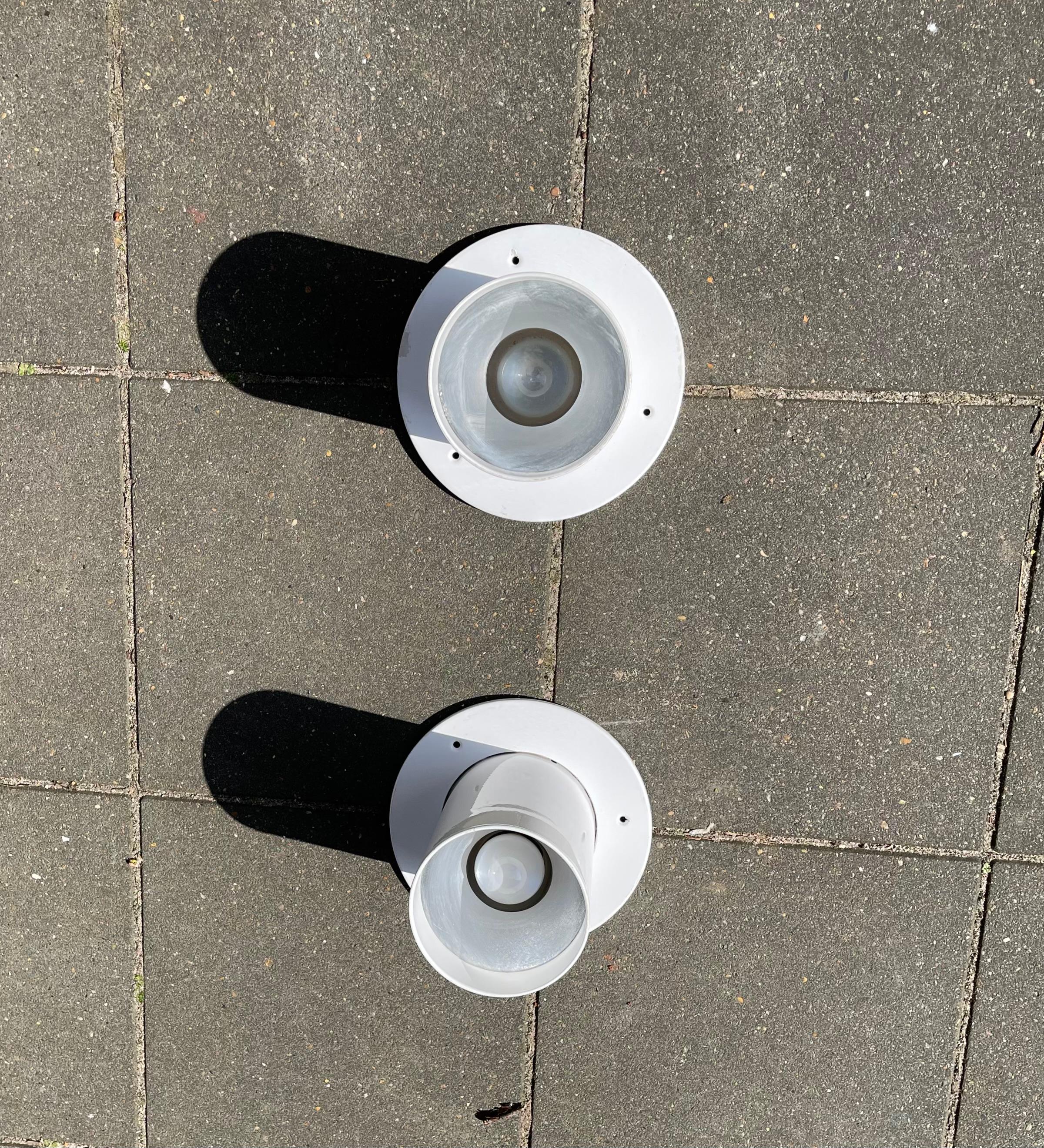Late 20th Century White Danish Minimalist Pipe Flush Mounts by Friis & Moltke for Lampas, 1970s For Sale