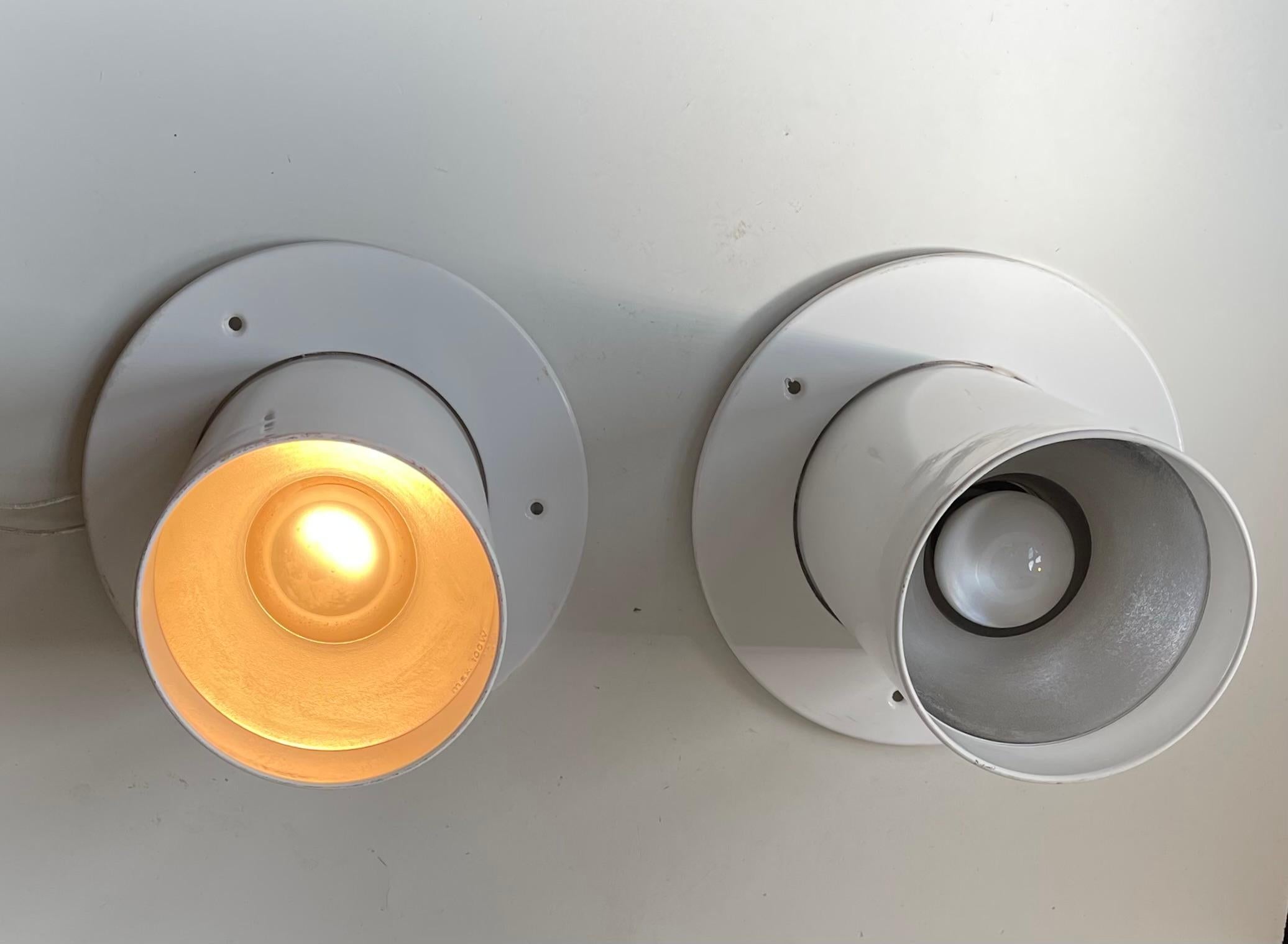 Metal White Danish Minimalist Pipe Flush Mounts by Friis & Moltke for Lampas, 1970s For Sale