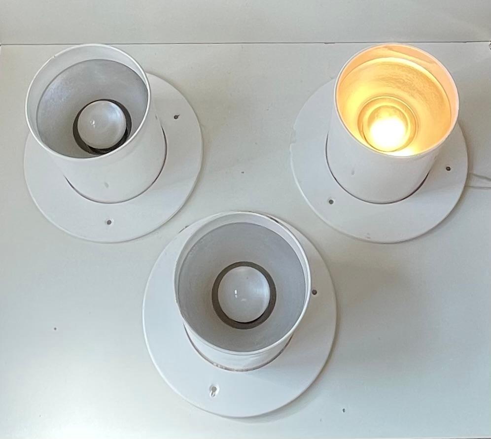 Metal White Danish Minimalist Pipe Flush Mounts by Friis & Moltke for Lampas, 1970s For Sale