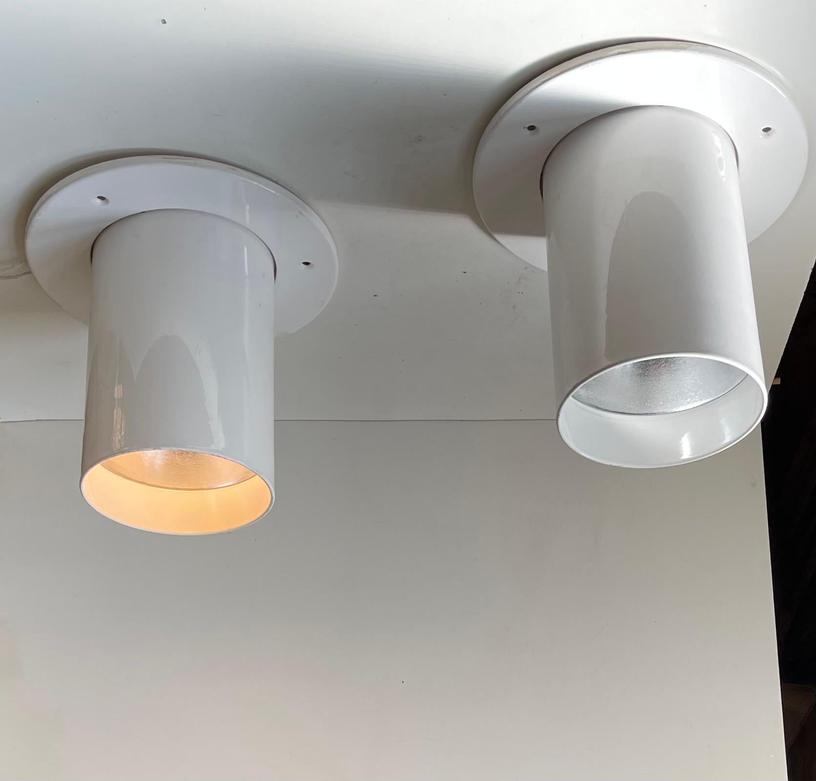 White Danish Minimalist Pipe Flush Mounts by Friis & Moltke for Lampas, 1970s For Sale 2