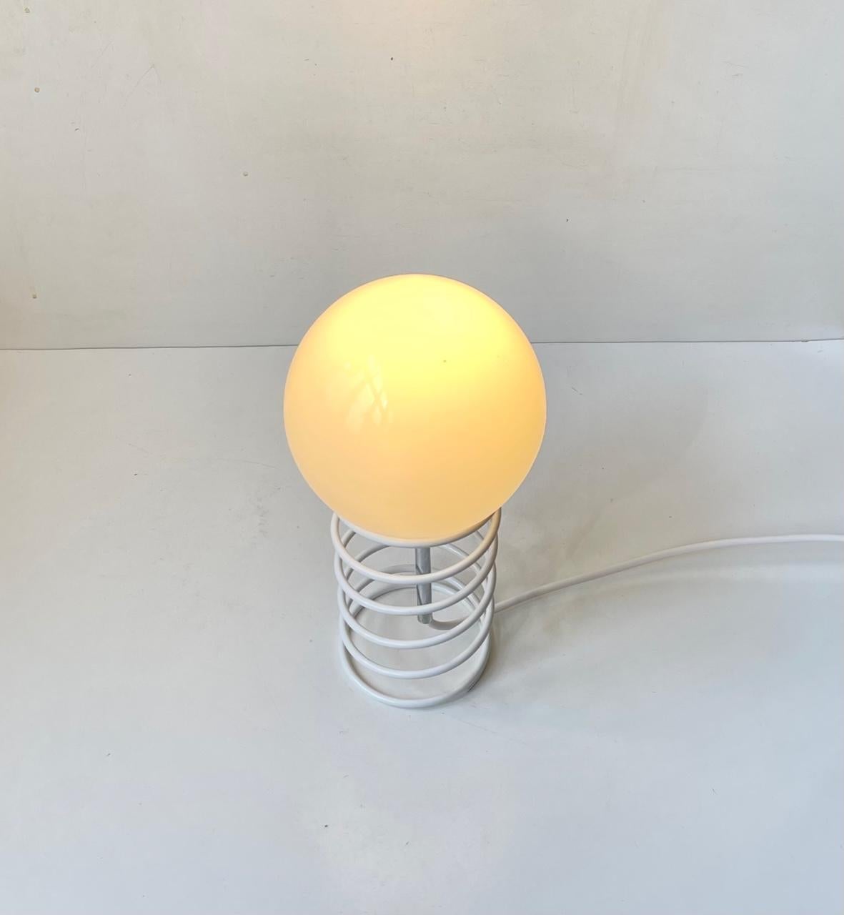White Danish Minimalist Spring Table Lamp from Bell, 1980s In Good Condition For Sale In Esbjerg, DK