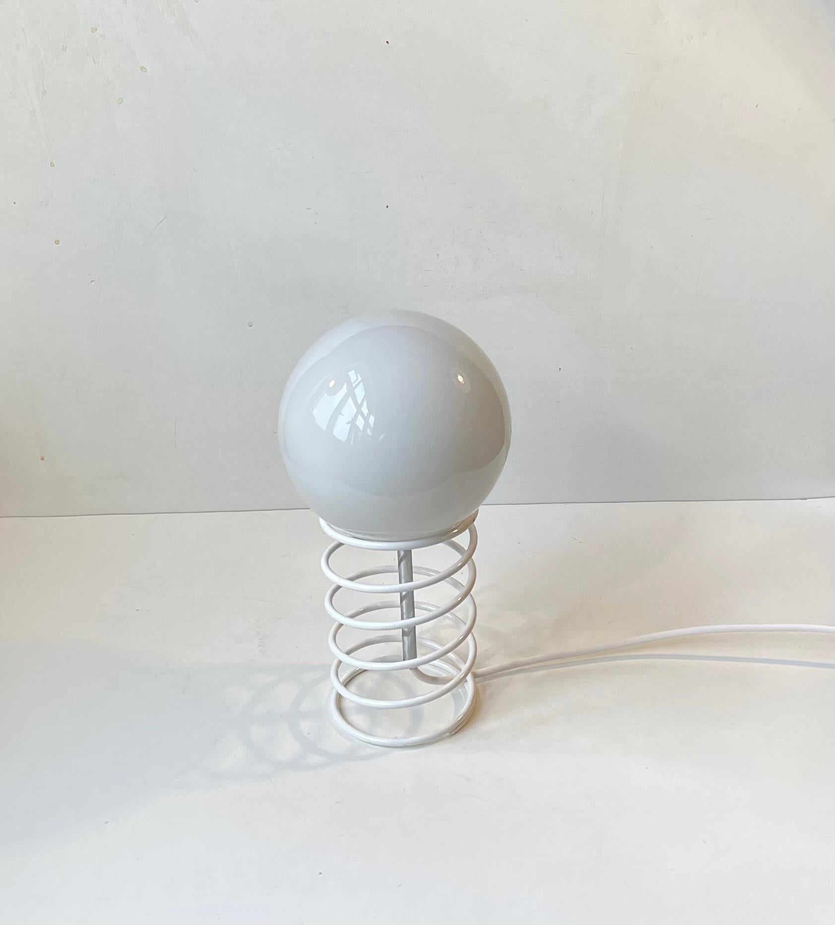 Steel White Danish Minimalist Spring Table Lamp from Bell, 1980s For Sale