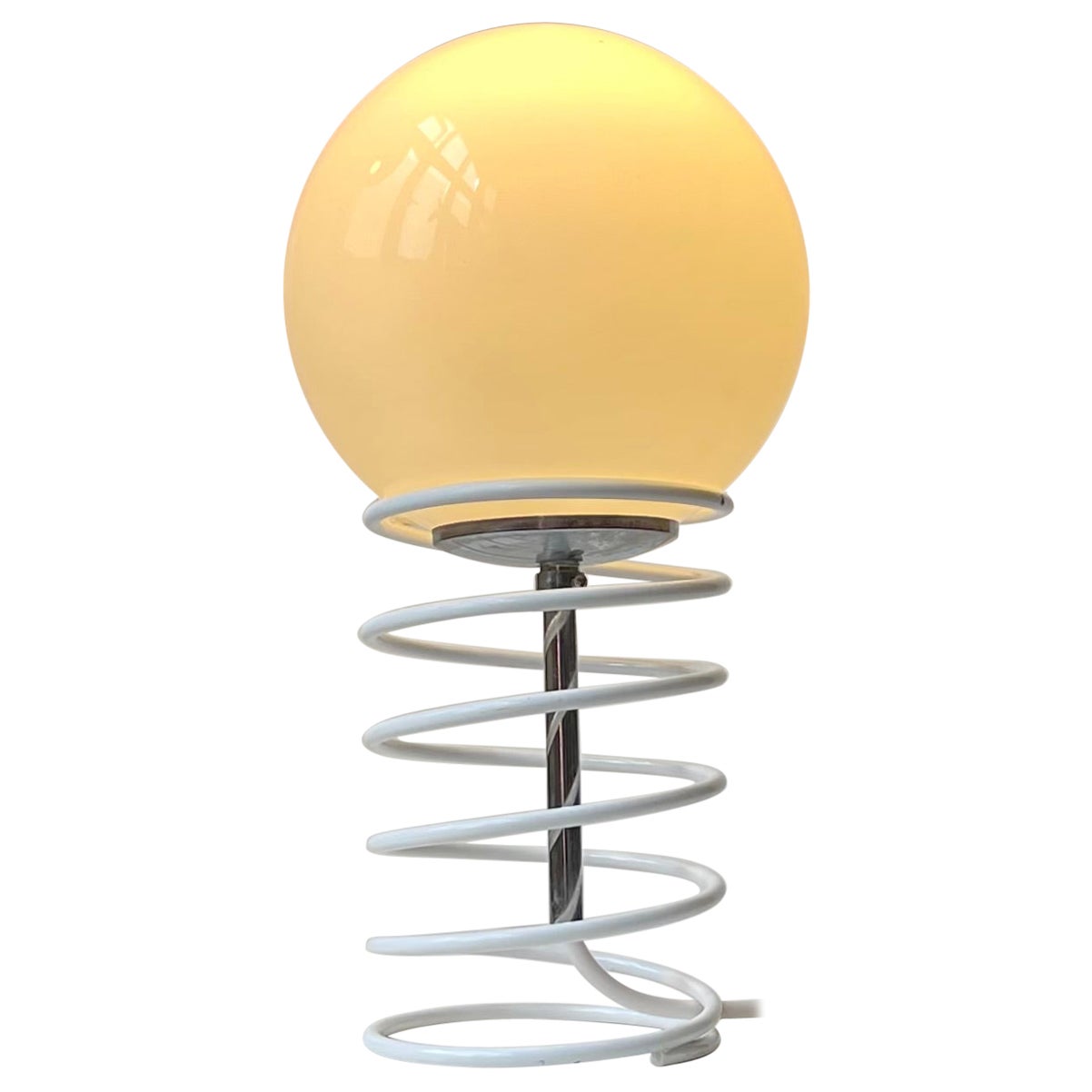 White Danish Minimalist Spring Table Lamp from Bell, 1980s