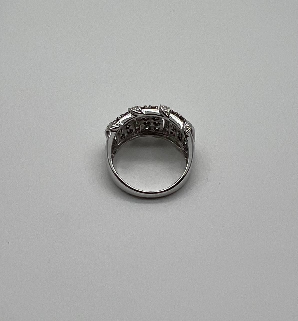 White Dark Brown Champagne Diamonds Pave 18K White Gold Band Statement Ring For Sale 6