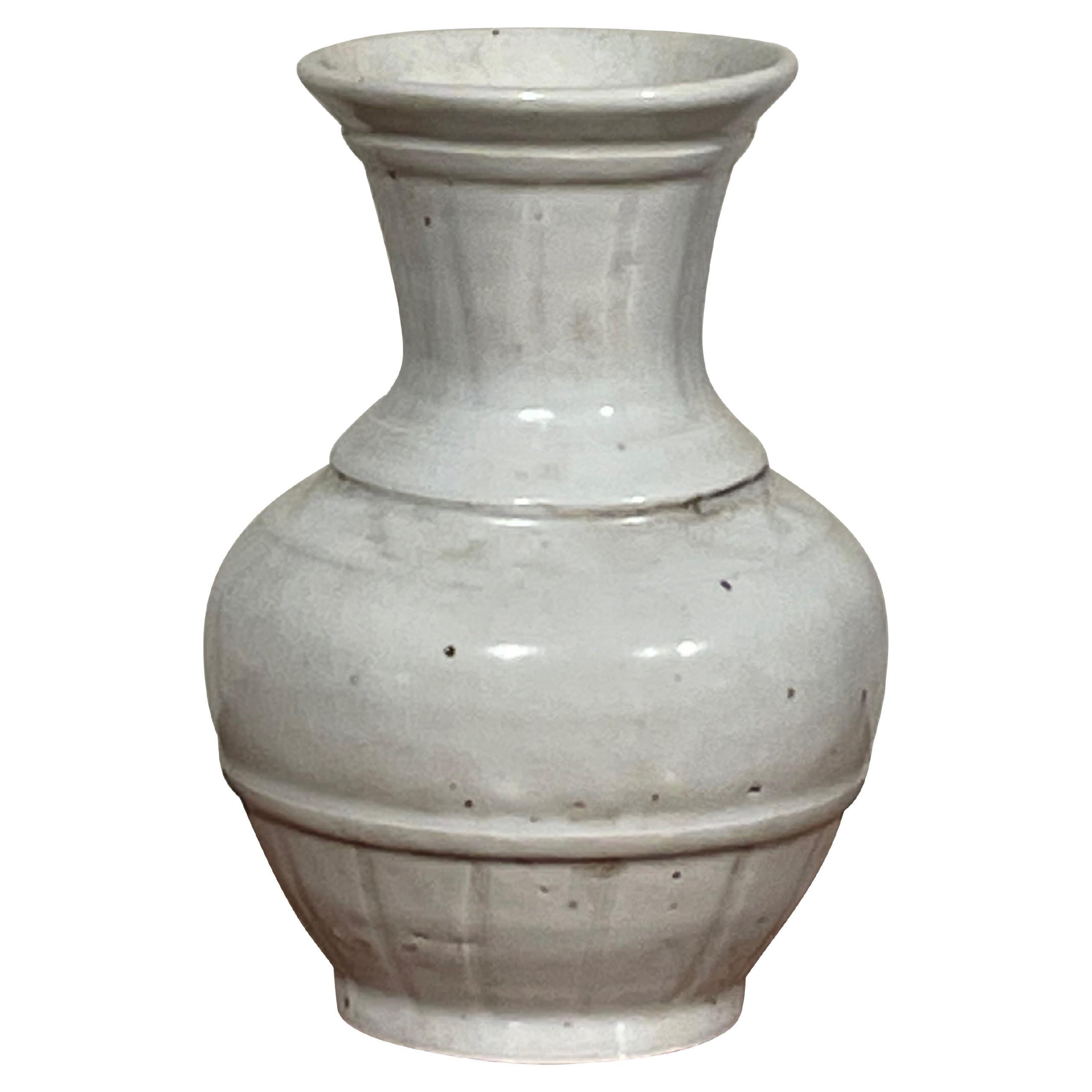White Decorative Patterned Vase, China, Contemporary For Sale