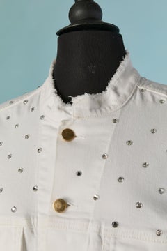 White denim jacket with rhinestone embellishment ALEXANDRE VAUTHIER