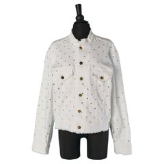 White denim jacket with rhinestone embellishment ALEXANDRE VAUTHIER