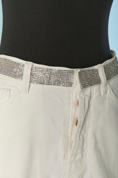 Minigonna in denim bianco con strass ALEXANDRE VAUTHIER