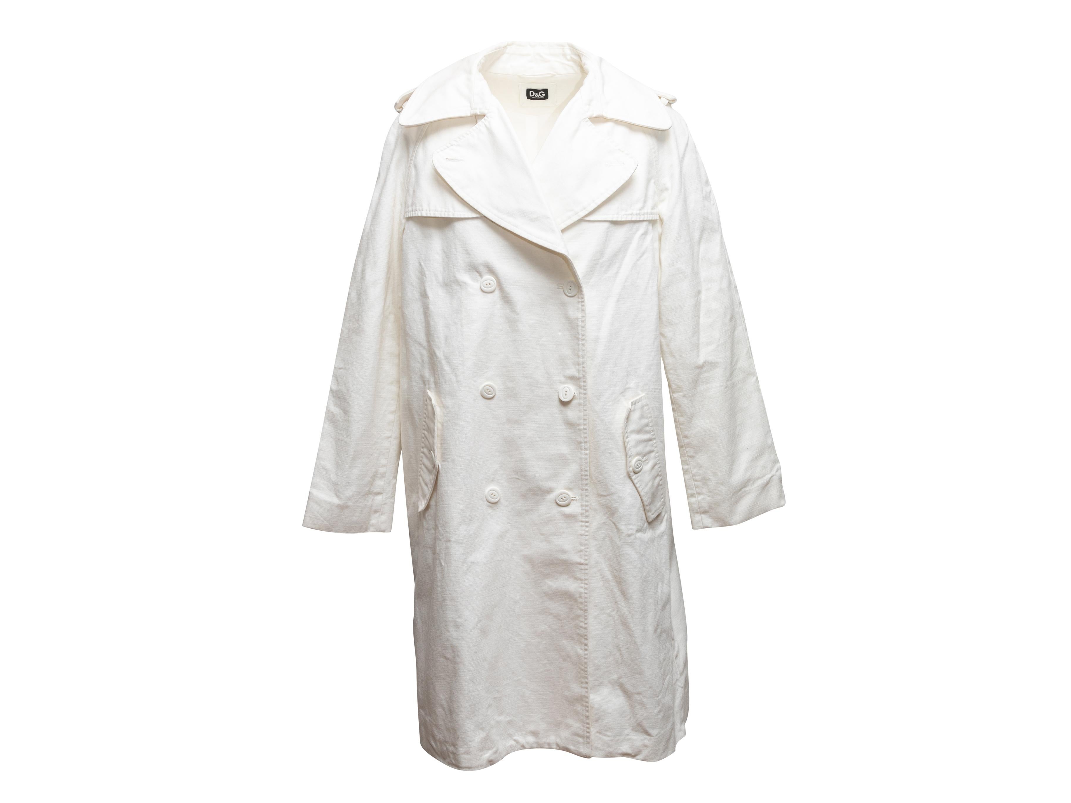 White D&G Cotton Trench Coat Size IT 44
