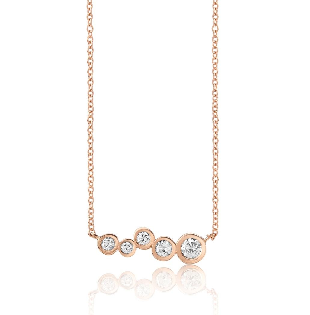 Contemporary Hi June Parker 14 Karat Gold Bar Pendant Necklace with Diamond 0.27 Carat  For Sale