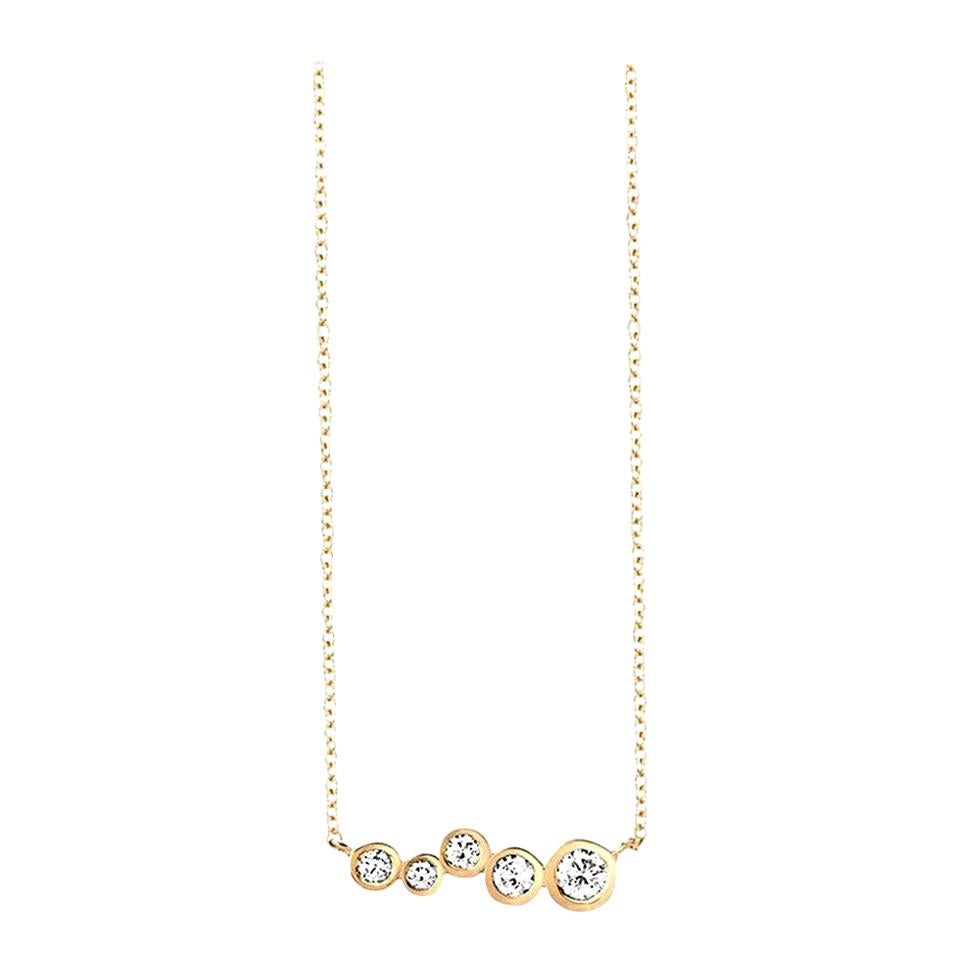 Hi June Parker 14 Karat Gold Bar Pendant Necklace with Diamond 0.27 Carat  For Sale