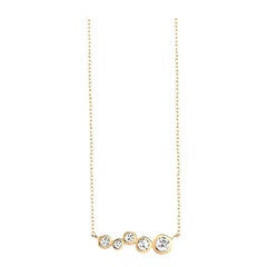 Hi June Parker 14 Karat Gold Bar Pendant Necklace with Diamond 0.27 Carat 