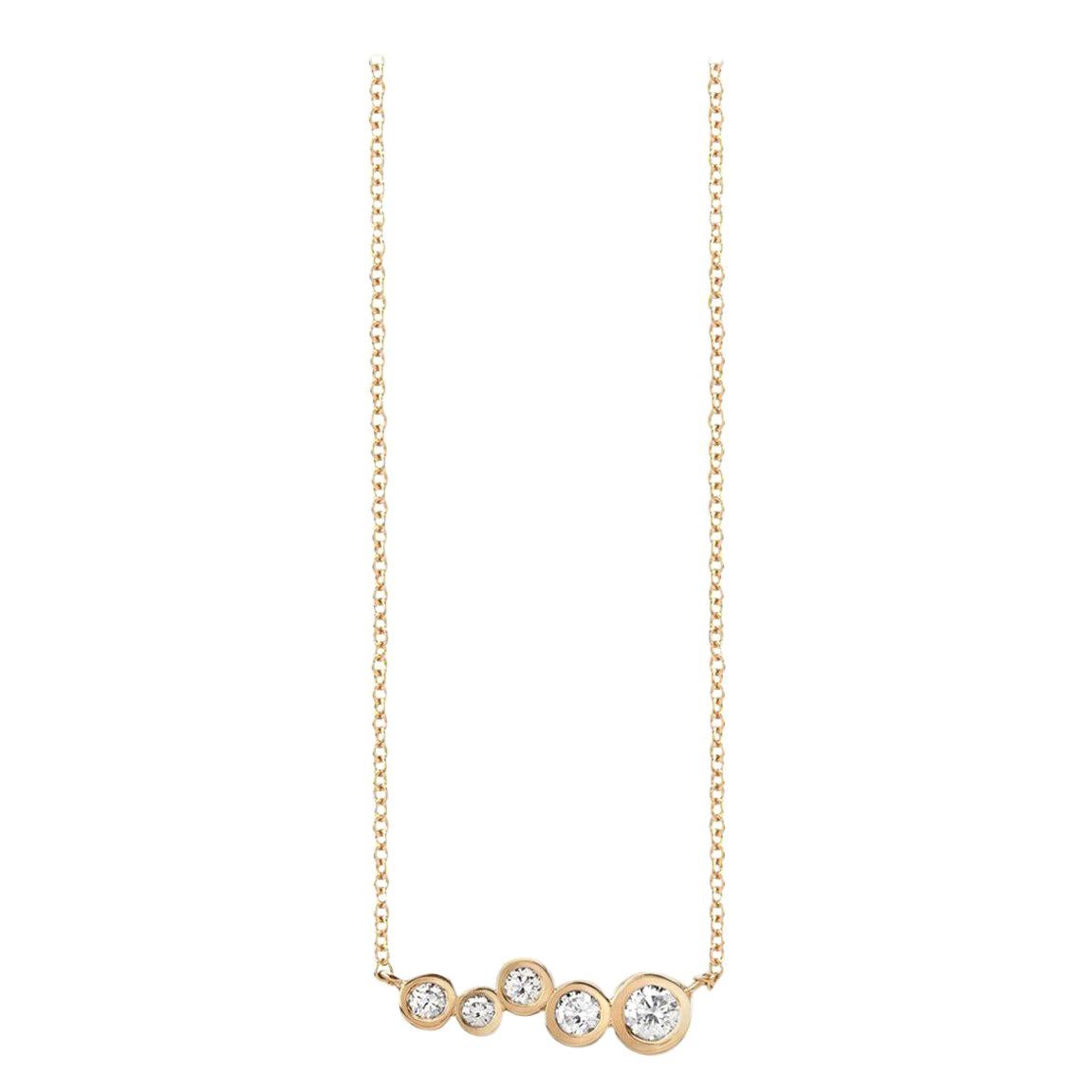 White Diamond 0.27 Carat 14 Karat Yellow Gold Bar Pendant Necklace
