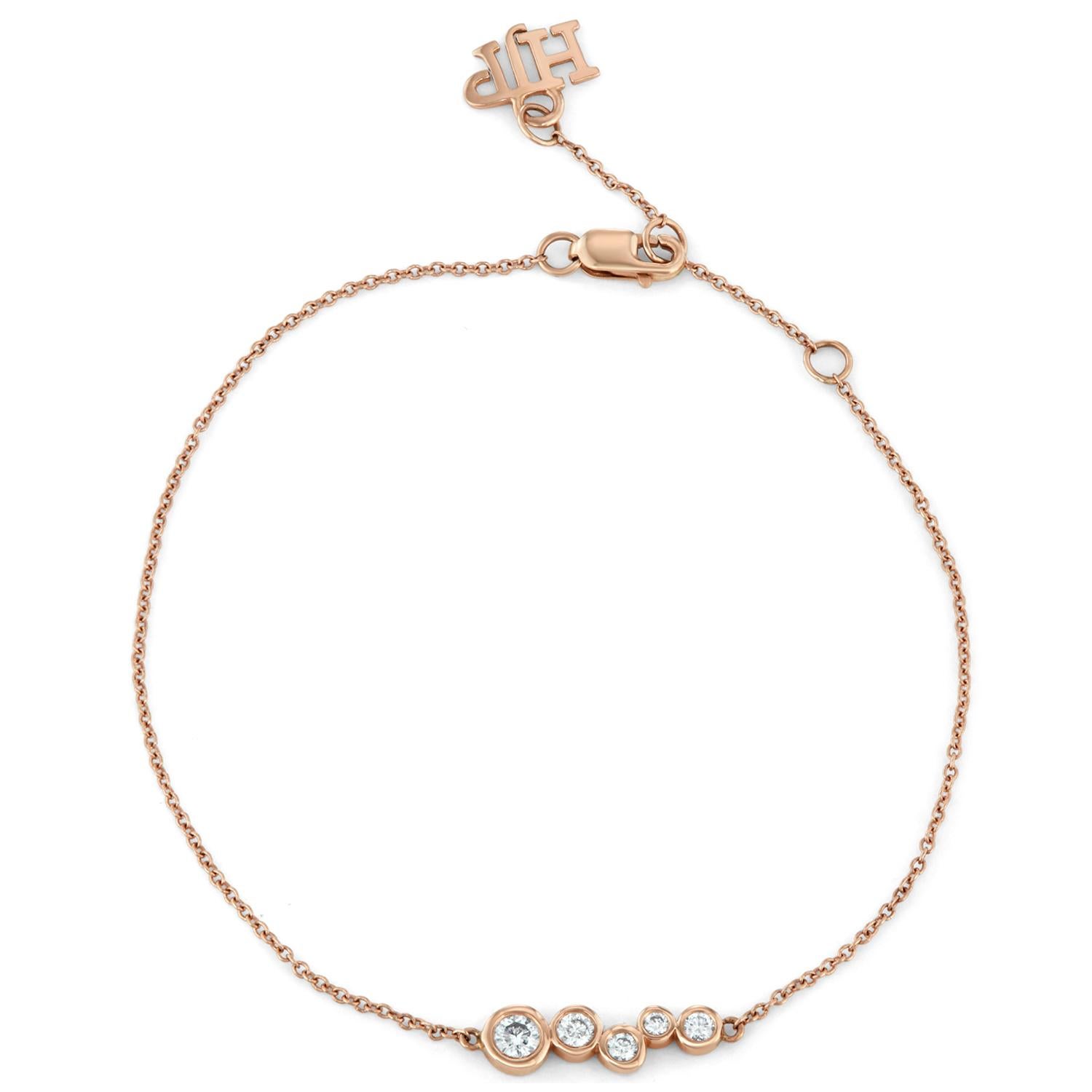 Contemporary Hi June Parker Gold Minimal Adjustable Bracelet Diamond 0.27 Carat For Sale