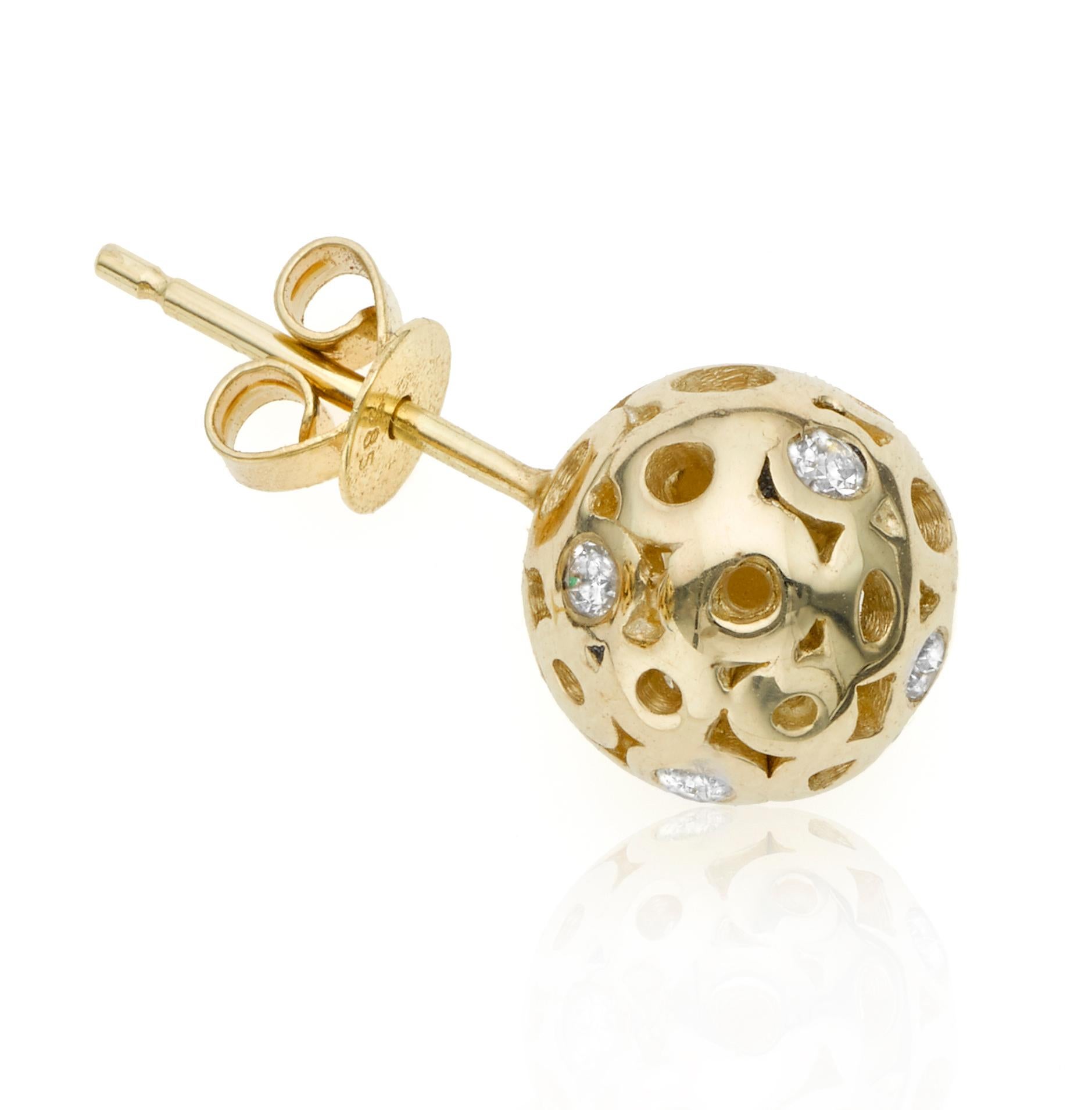 gold round ball earrings