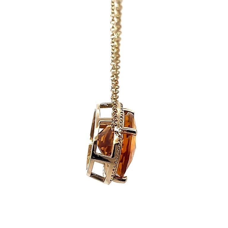 Halskette aus 14 Karat Gelbgold mit weißem Diamant 0,45 Karat & Citrin 7,98 Karat Farbstein im Zustand „Neu“ im Angebot in New York, NY