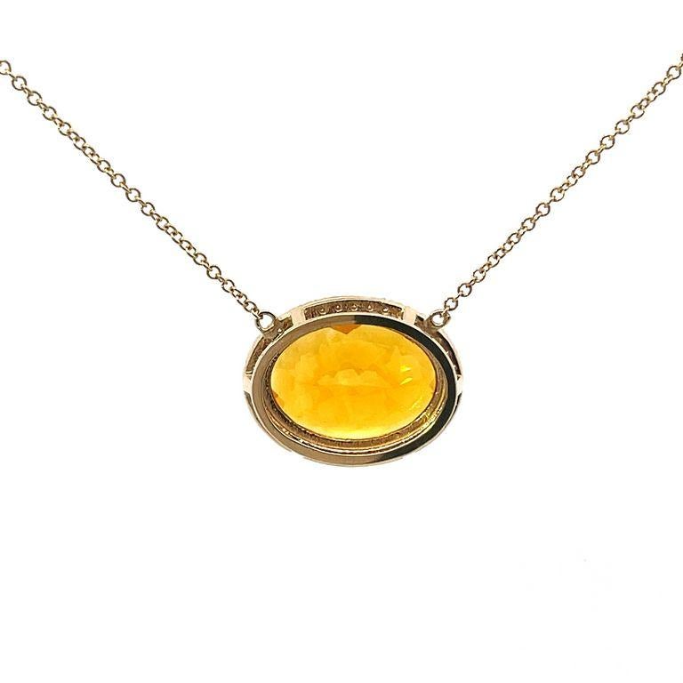 Women's White Diamond 0.45ct & Citrine 7.98ct Color Stone Necklace in 14k Yellow Gold For Sale