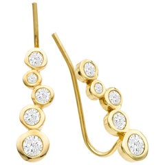 White Diamond 0.46 Carat 14 Karat Yellow Gold Earring Climber