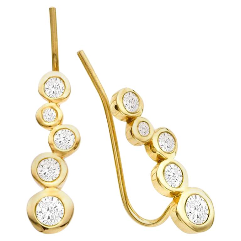 White Diamond 0.46 Carat 14 Karat Yellow Gold Earring Climber