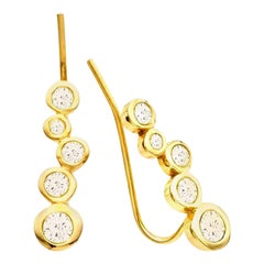 White Diamond 0.46 Carat 14 Karat Yellow Gold Earring Climber