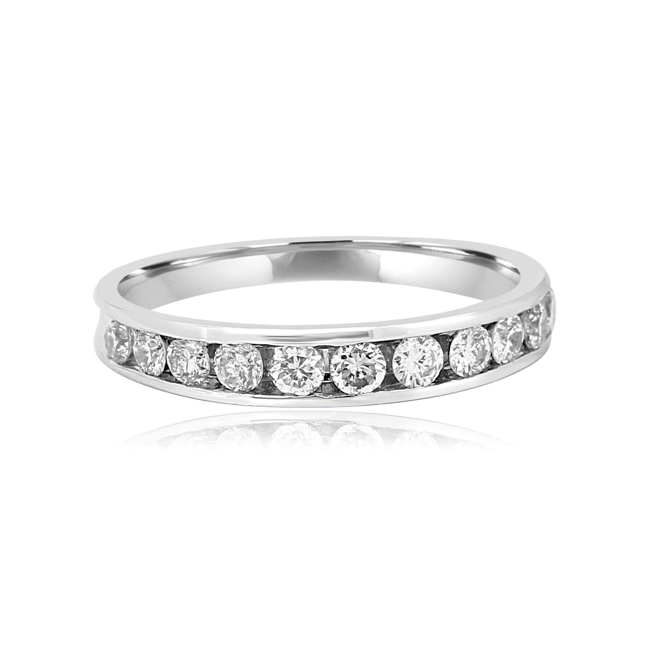 11 White G-H Color SI Diamond Round 0.50 Carat Channel Set in 14K White Gold Bridal Fashion Cocktail Band Ring.

Style available in different price ranges. Prices are based on your selection of 4C's i.e Cut, Color, Carat, Clarity. Please contact us