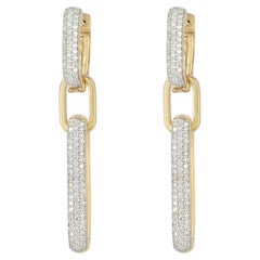 Orecchini a pendente a catena con diamanti bianchi Festa della Mamma Gioielli in oro 14k
