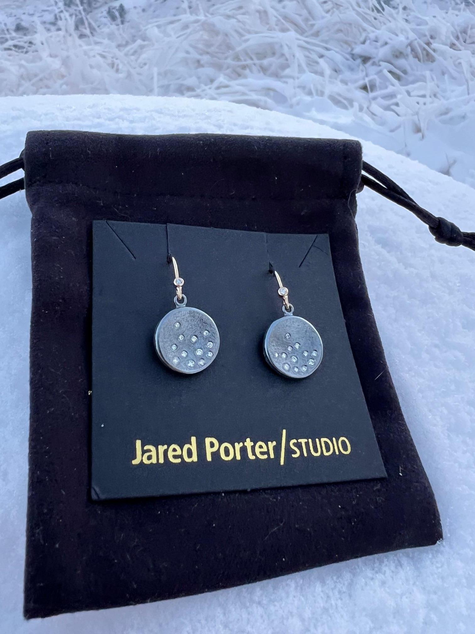White Diamond 14ky Gold And Silver Snowfall Earrings In New Condition For Sale In Boulder, CO
