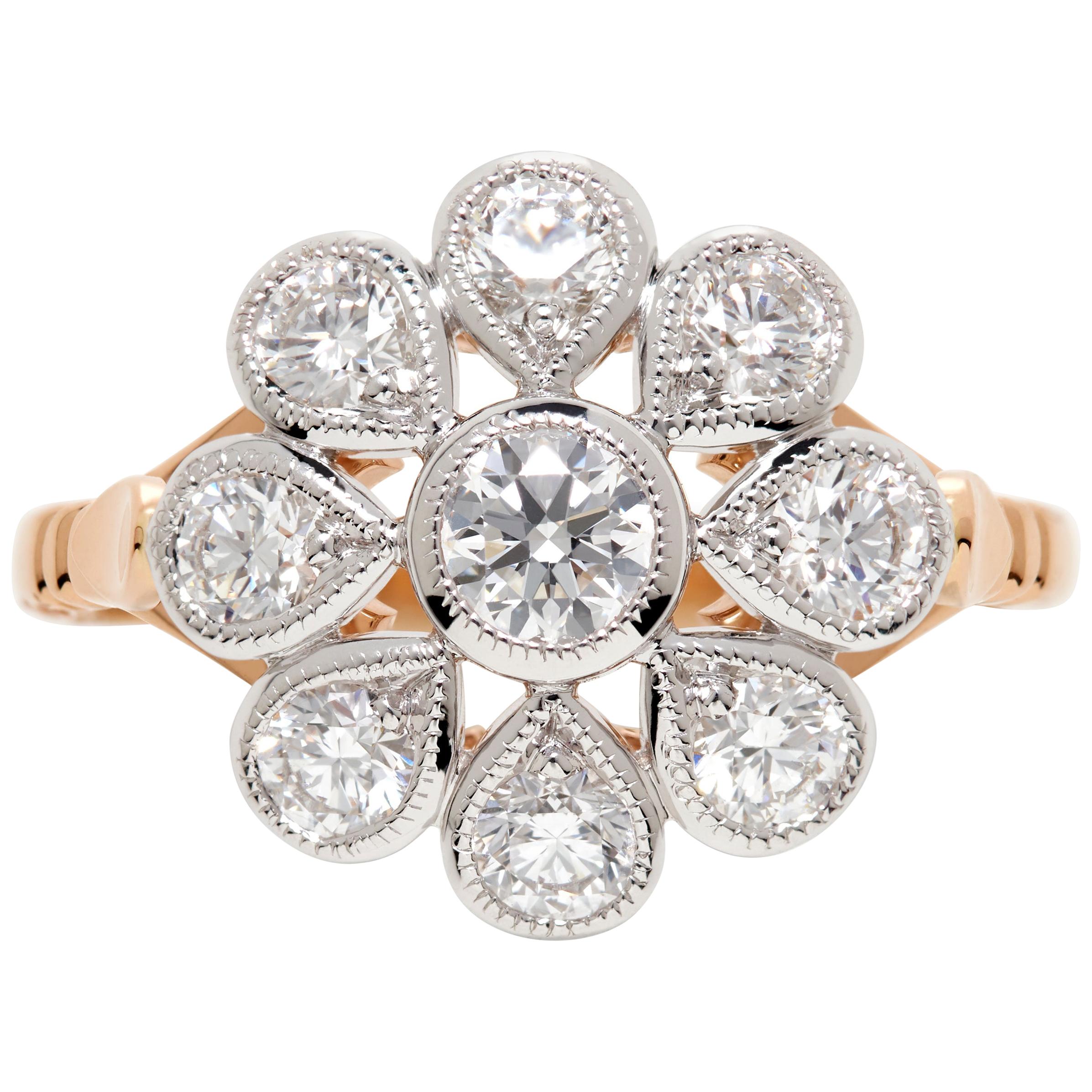 18 Karat White and Rose Gold White Diamond Dress Ring