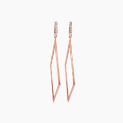 White Diamond 18K Rose Gold Geometric Rhombus Earrings