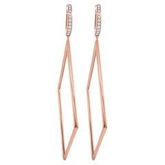 Orecchini a rombo geometrico con diamante bianco in oro rosa 18 carati