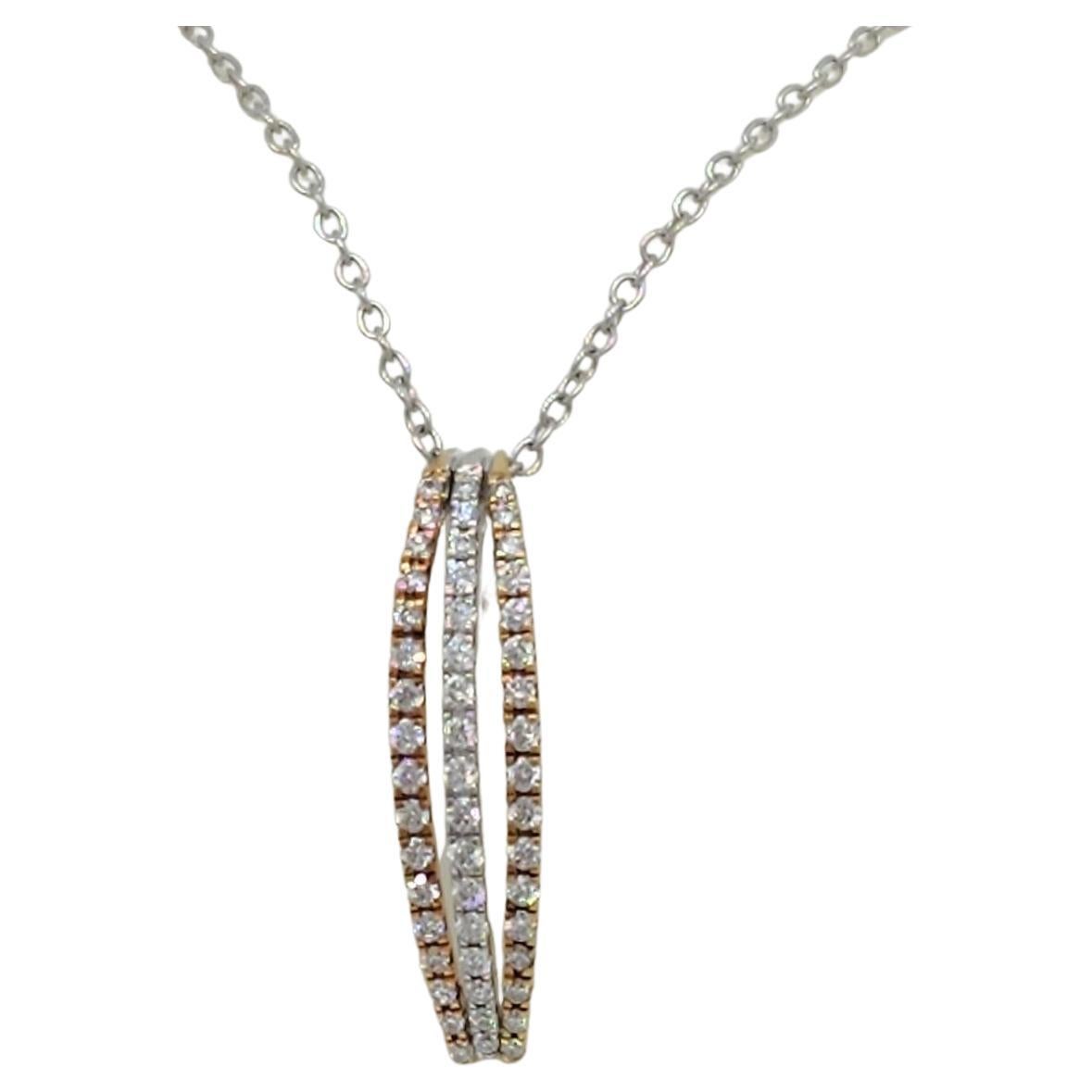 White Diamond 18k Two Tone Gold Pendant Necklace