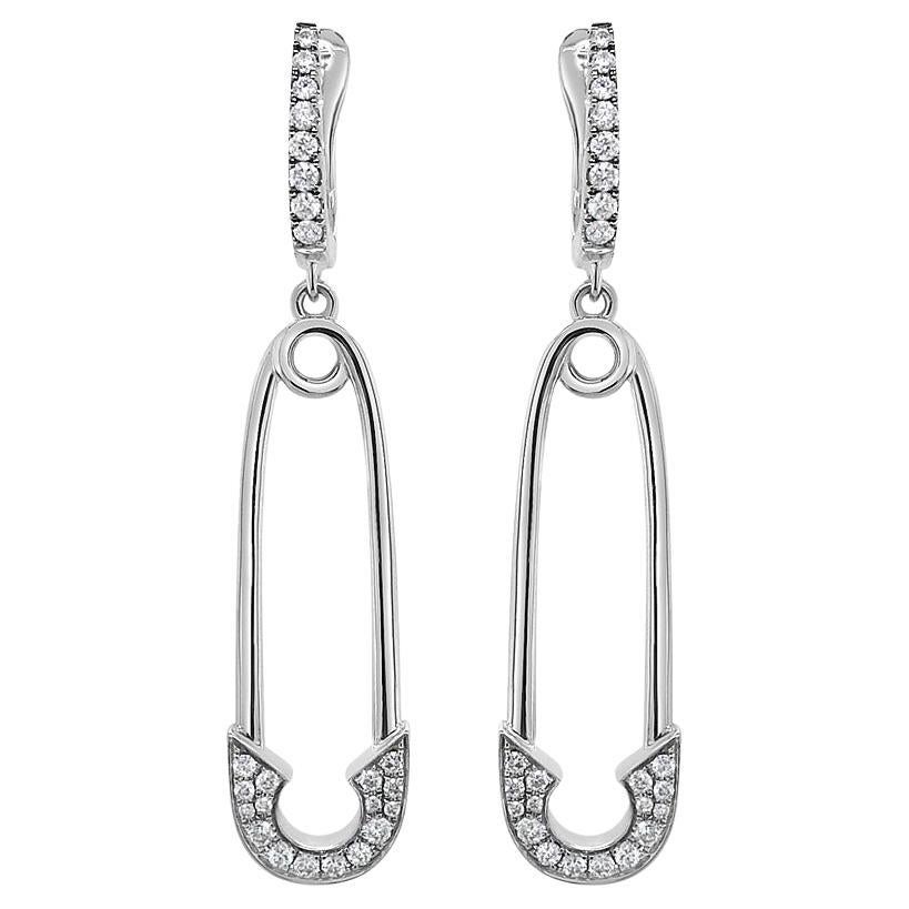 Orecchini a perno con diamante bianco in oro bianco 18K in vendita