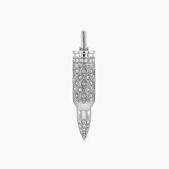 White Diamond 18K White Gold Unique Set Bullet Pendant Necklace