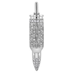 Collana con ciondolo a forma di proiettile in oro bianco 18 carati con diamanti bianchi