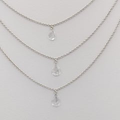White Diamond 3 Layer Rose Cut Diamond Necklace in 18K White Gold