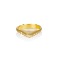 White Diamond .51 Ct. and 22 Karat Yellow Gold Pointed High Dome Ring