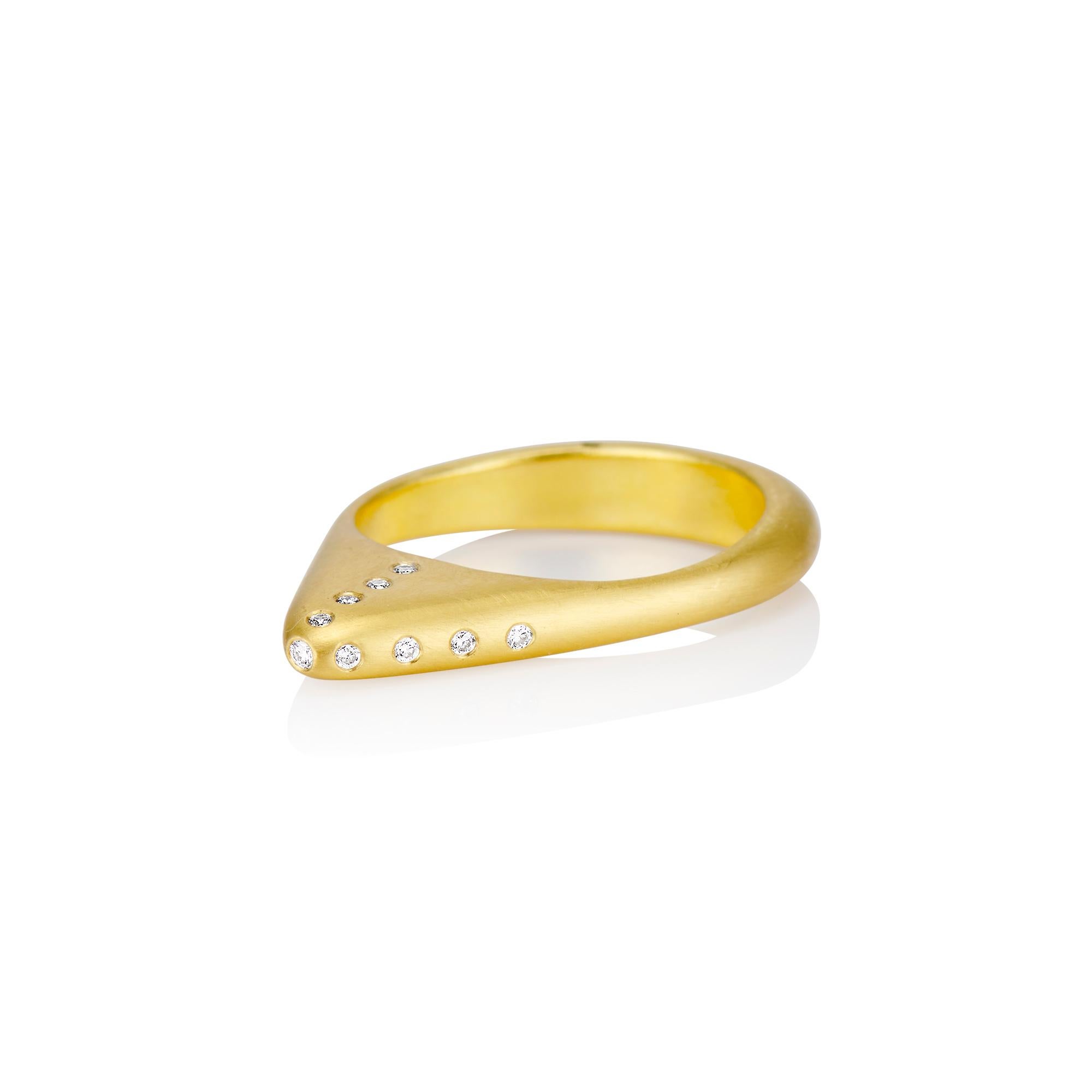 For Sale:  White Diamond .51 Ct. and 22 Karat Yellow Gold Pointed High Dome Ring 3