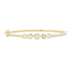 White Diamond and 14k Yellow Gold Bangle