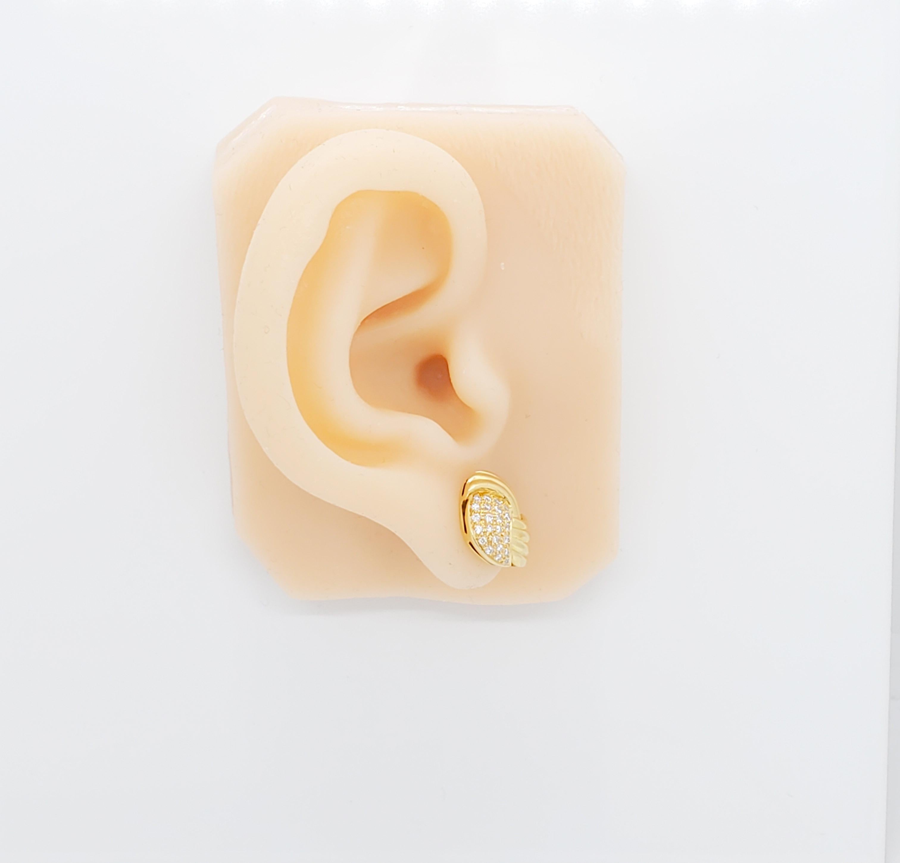Ohrstecker aus weißem Diamant und 14k Gelbgold im Zustand „Neu“ im Angebot in Los Angeles, CA