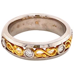 Retro White Diamond and 18/22 Karat Gold Engagement Ring