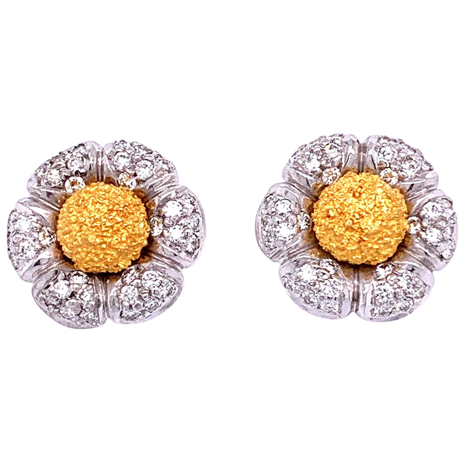 flower stud earrings gold